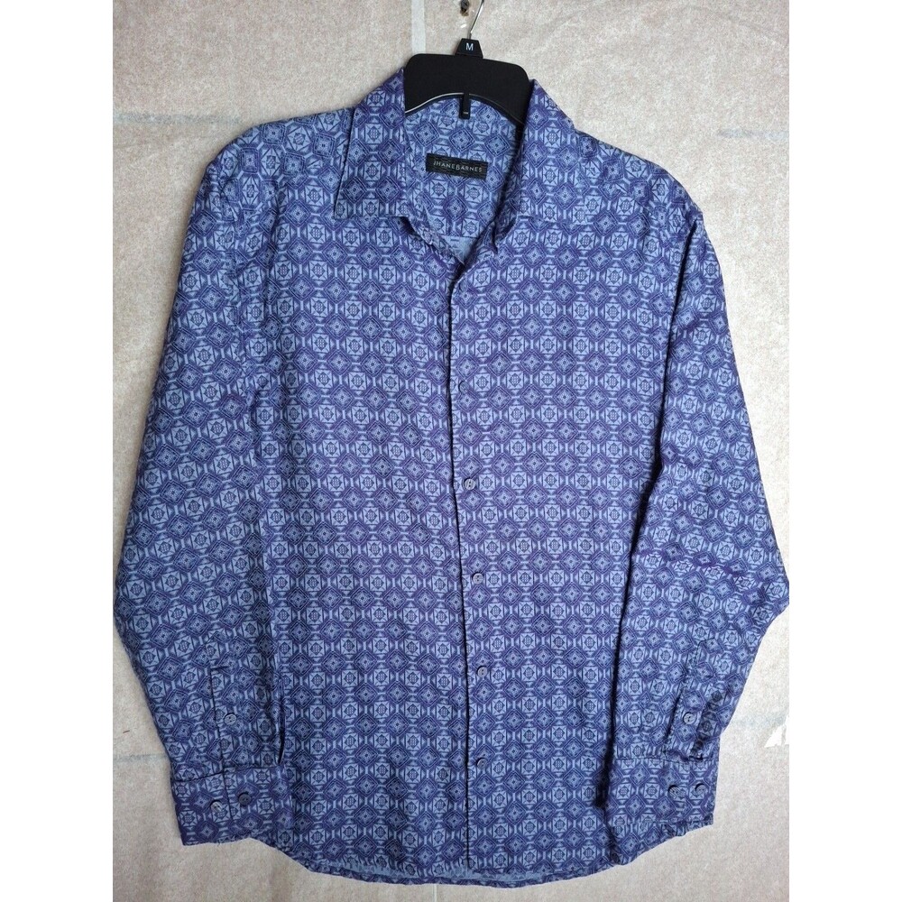 JHANE BARNES Shirt Men's Blue Paisley Classic Fit Silk and Cotton Size L/G